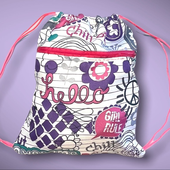 Handmade String Bag Durable Zipper Pocket Tote Backpack - Picture 15 of 16